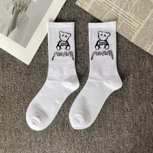 Marble Print Style Harajuku Skateboard Long Socks Creative Fun Lightning Hip Hop Style Socks Streetwear Casual Cotton Socks Unisex Street Couple Socks For Men And Women
