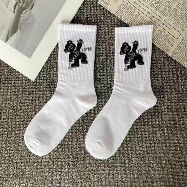 Marble Print Style Harajuku Skateboard Long Socks Creative Fun Lightning Hip Hop Style Socks Streetwear Casual Cotton Socks Unisex Street Couple Socks For Men And Women
