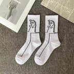 Marble Print Style Harajuku Skateboard Long Socks Creative Fun Lightning Hip Hop Style Socks Streetwear Casual Cotton Socks Unisex Street Couple Socks For Men And Women