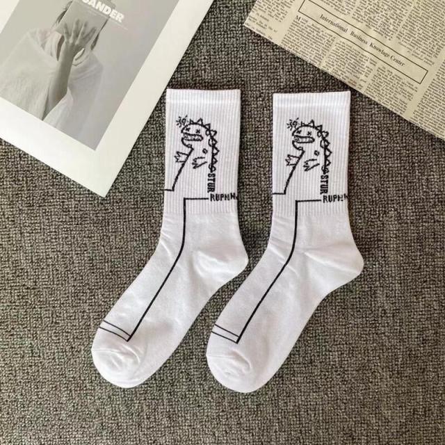Marble Print Style Harajuku Skateboard Long Socks Creative Fun Lightning Hip Hop Style Socks Streetwear Casual Cotton Socks Unisex Street Couple Socks For Men And Women