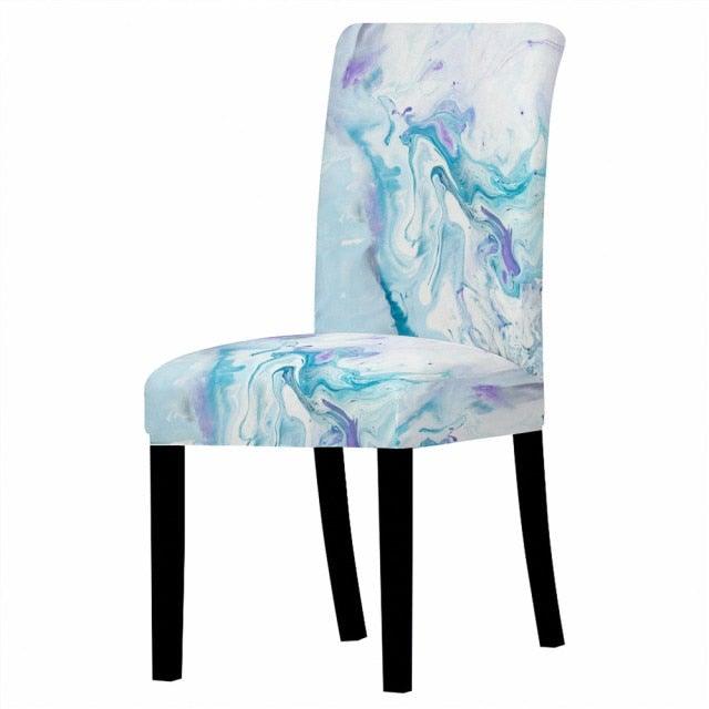 Marble Stretch Chair Cover For Dining Room Anti-Dirty Elastic Seat Cover Removable Slipcover For Banquet Wedding Party Glitter Crackle Chair Covers for Dining Room/Kitchen/Hotel/Ceremony, White Marble Soft Stretch Chair Protectors Removable Washable Slipc Stevvex