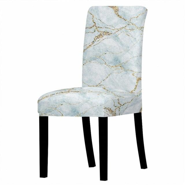 Marble Stretch Chair Cover For Dining Room Anti-Dirty Elastic Seat Cover Removable Slipcover For Banquet Wedding Party Glitter Crackle Chair Covers for Dining Room/Kitchen/Hotel/Ceremony, White Marble Soft Stretch Chair Protectors Removable Washable Slipc Stevvex
