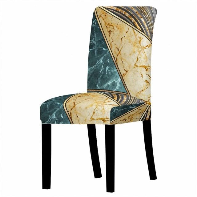 Marble Stretch Chair Cover For Dining Room Anti-Dirty Elastic Seat Cover Removable Slipcover For Banquet Wedding Party Glitter Crackle Chair Covers for Dining Room/Kitchen/Hotel/Ceremony, White Marble Soft Stretch Chair Protectors Removable Washable Slipc Stevvex