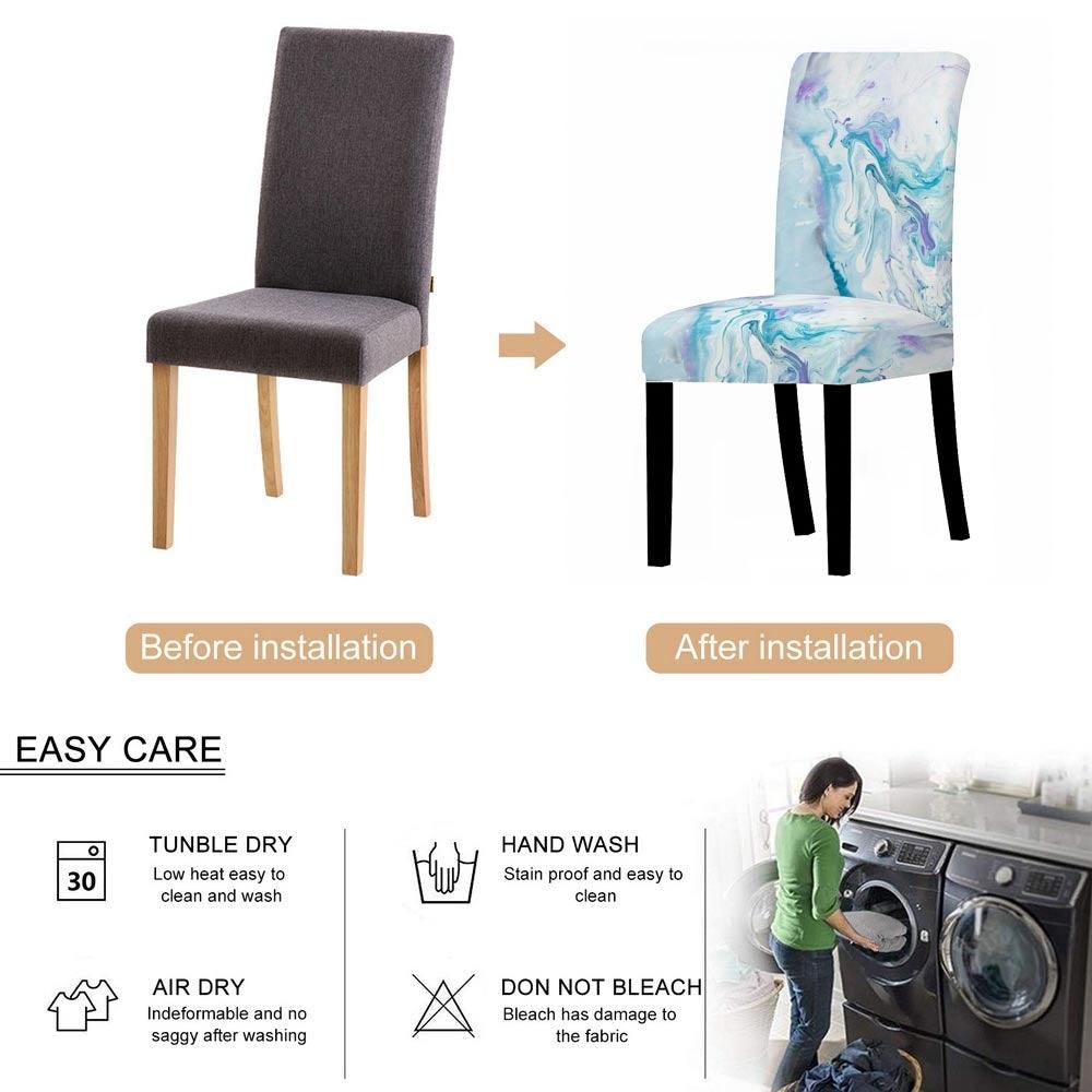 Marble Stretch Chair Cover For Dining Room Anti-Dirty Elastic Seat Cover Removable Slipcover For Banquet Wedding Party Glitter Crackle Chair Covers for Dining Room/Kitchen/Hotel/Ceremony, White Marble Soft Stretch Chair Protectors Removable Washable Slipc Stevvex