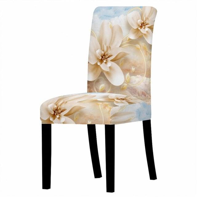 Marble Stretch Chair Cover For Dining Room Anti-Dirty Elastic Seat Cover Removable Slipcover For Banquet Wedding Party Glitter Crackle Chair Covers for Dining Room/Kitchen/Hotel/Ceremony, White Marble Soft Stretch Chair Protectors Removable Washable Slipc Stevvex