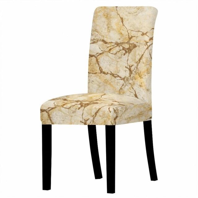 Marble Stretch Chair Cover For Dining Room Anti-Dirty Elastic Seat Cover Removable Slipcover For Banquet Wedding Party Glitter Crackle Chair Covers for Dining Room/Kitchen/Hotel/Ceremony, White Marble Soft Stretch Chair Protectors Removable Washable Slipc Stevvex