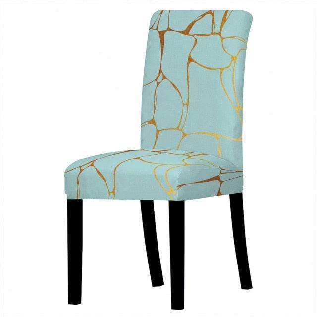 Marble Stretch Chair Cover For Dining Room Anti-Dirty Elastic Seat Cover Removable Slipcover For Banquet Wedding Party Glitter Crackle Chair Covers for Dining Room/Kitchen/Hotel/Ceremony, White Marble Soft Stretch Chair Protectors Removable Washable Slipc Stevvex