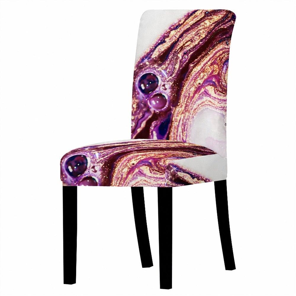 Marble Stretch Chair Cover For Dining Room Anti-Dirty Elastic Seat Cover Removable Slipcover For Banquet Wedding Party Glitter Crackle Chair Covers for Dining Room/Kitchen/Hotel/Ceremony, White Marble Soft Stretch Chair Protectors Removable Washable Slipc Stevvex