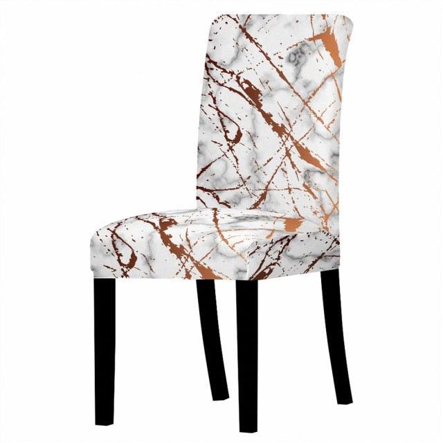 Marble Stretch Chair Cover For Dining Room Anti-Dirty Elastic Seat Cover Removable Slipcover For Banquet Wedding Party Glitter Crackle Chair Covers for Dining Room/Kitchen/Hotel/Ceremony, White Marble Soft Stretch Chair Protectors Removable Washable Slipc Stevvex