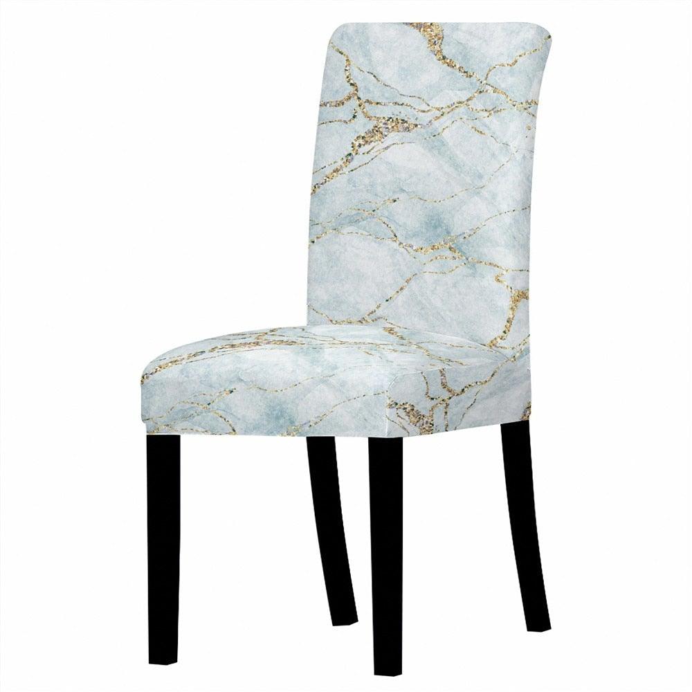 Marble Stretch Chair Cover For Dining Room Anti-Dirty Elastic Seat Cover Removable Slipcover For Banquet Wedding Party Glitter Crackle Chair Covers for Dining Room/Kitchen/Hotel/Ceremony, White Marble Soft Stretch Chair Protectors Removable Washable Slipc Stevvex
