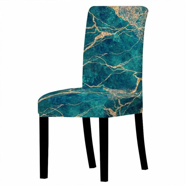 Marble Stretch Chair Cover For Dining Room Anti-Dirty Elastic Seat Cover Removable Slipcover For Banquet Wedding Party Glitter Crackle Chair Covers for Dining Room/Kitchen/Hotel/Ceremony, White Marble Soft Stretch Chair Protectors Removable Washable Slipc Stevvex