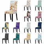 Marble Stretch Chair Cover For Dining Room Anti-Dirty Elastic Seat Cover Removable Slipcover For Banquet Wedding Party Glitter Crackle Chair Covers for Dining Room/Kitchen/Hotel/Ceremony, White Marble Soft Stretch Chair Protectors Removable Washable Slipc Stevvex
