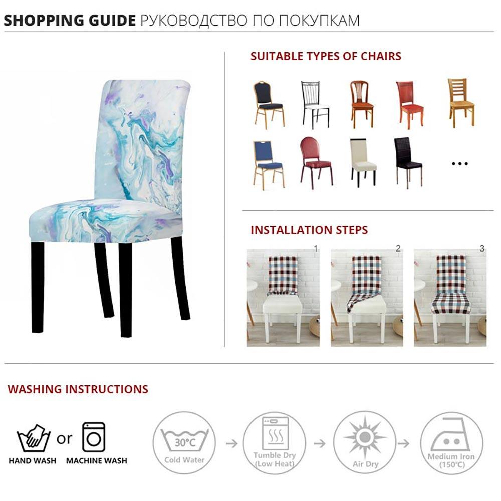 Marble Stretch Chair Cover For Dining Room Anti-Dirty Elastic Seat Cover Removable Slipcover For Banquet Wedding Party Glitter Crackle Chair Covers for Dining Room/Kitchen/Hotel/Ceremony, White Marble Soft Stretch Chair Protectors Removable Washable Slipc Stevvex