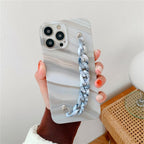 Marble Wriststrap Bracelet Chain Phone Case For iPhone 14 13 Pro Max 12 11 XS XR X 7 8 Plus SE 2020 Silicone Back Cover Colorful Silicone Fashion Pattern Ultra Thin Slim Bumper Shockproof Protective Case with Chain Wrist Strap Marble Iphone Case Stevvex