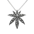 Marijuana Leaf Skull Pendant Necklace Gothic Silver