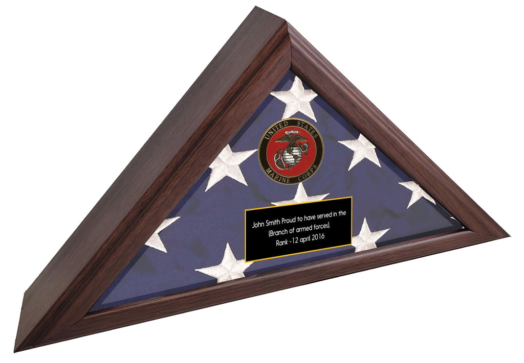 Personalized Army Flag Display Case, Army medallion flag  box American Made  - US Army Retirement Gift, Army Burial Flag Display case The Military Gift Store