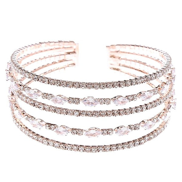 Marquise CZ Wrap Bracelet Gold Plated Multirow Spring Cuff