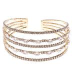 Marquise CZ Wrap Bracelet Gold Plated Multirow Spring Cuff