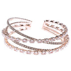 Marquise CZ Wrap Bracelet Rose Gold Triple Layer Cuff