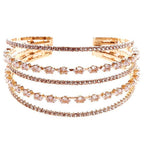 Marquise Oval CZ Wide Spring Wrap Bracelet Gold Tone