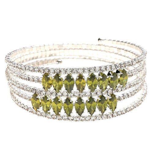 Marquise Rhinestone Crystal Spring Coil Adjustable Bracelet