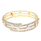 Marquise Rhinestone Wrap Bracelet Blue Crystal Triple