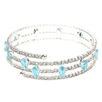 Marquise Rhinestone Wrap Bracelet Blue Crystal Triple