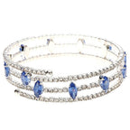 Marquise Rhinestone Wrap Bracelet Blue Crystal Triple