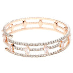 Marquise Rhinestone Wrap Bracelet Blue Crystal Triple