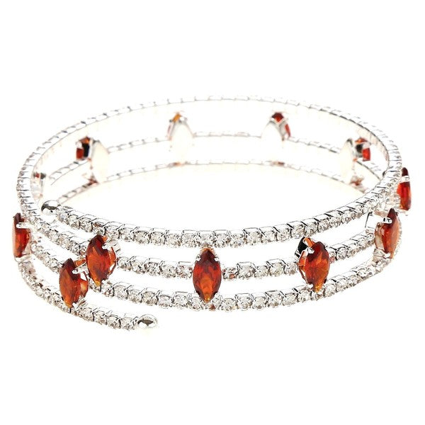 Marquise Rhinestone Wrap Bracelet Blue Crystal Triple