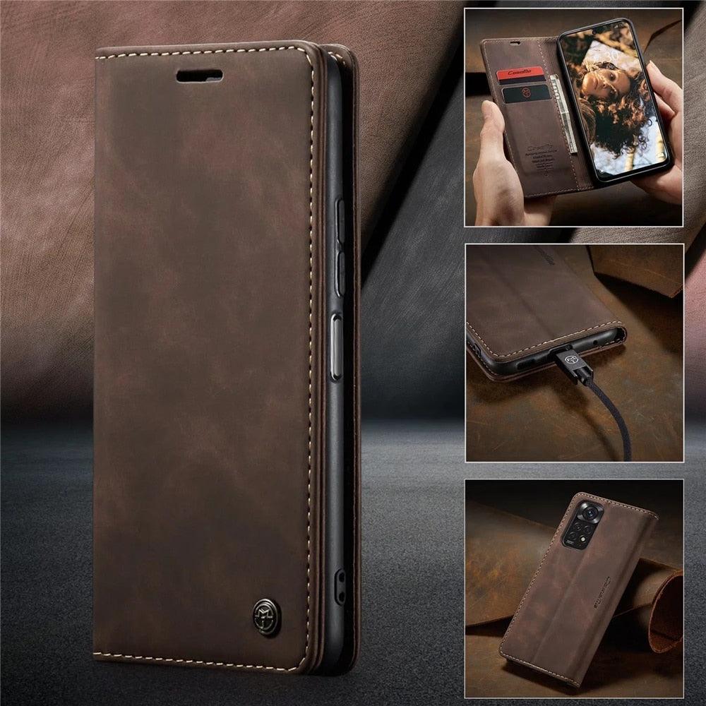 Matte Leather Case for Xiaomi Mi 9T CC9 10T 11T 12T Pro Lite 5G Redmi Note 8 9s 10 11 11S Pro Wallet Flip Cover Poco F3 M3 Pro  Women with Card Holder Kickstand Magnetic Leather Flip Case Stevvex