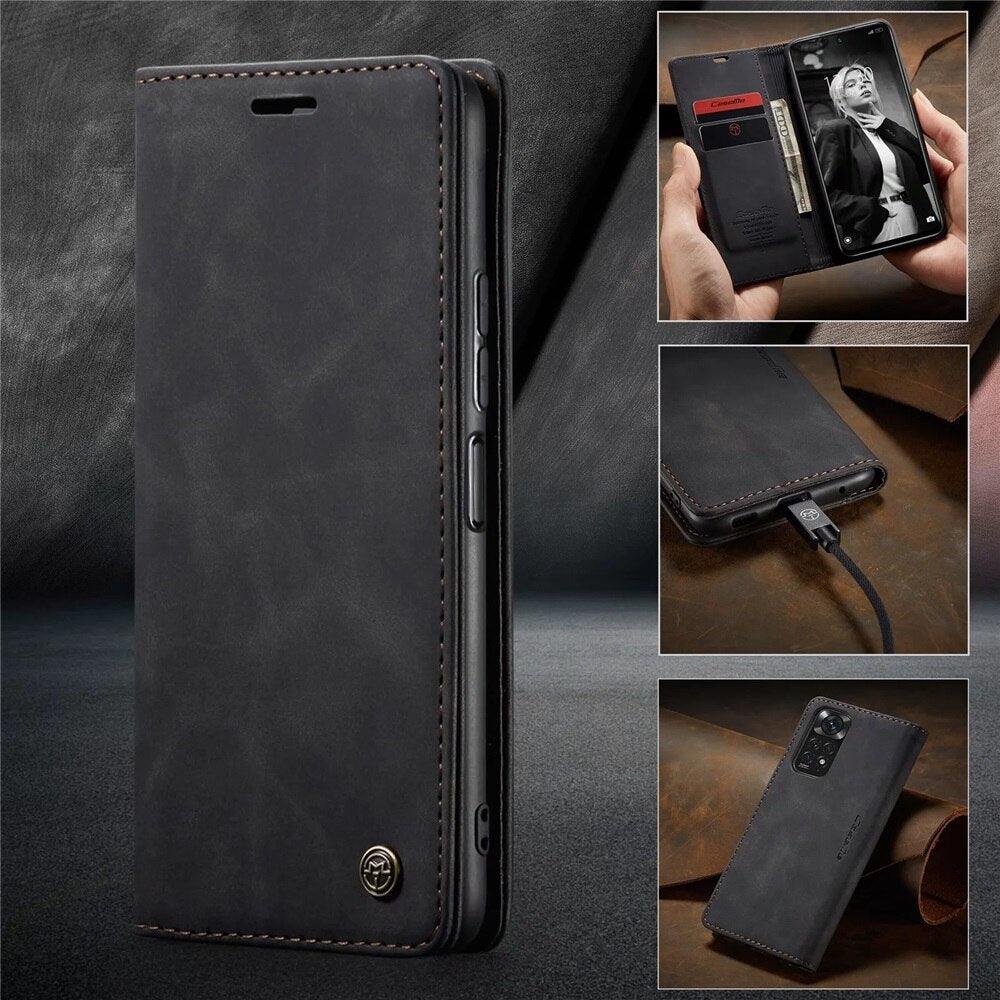 Matte Leather Case for Xiaomi Mi 9T CC9 10T 11T 12T Pro Lite 5G Redmi Note 8 9s 10 11 11S Pro Wallet Flip Cover Poco F3 M3 Pro  Women with Card Holder Kickstand Magnetic Leather Flip Case Stevvex