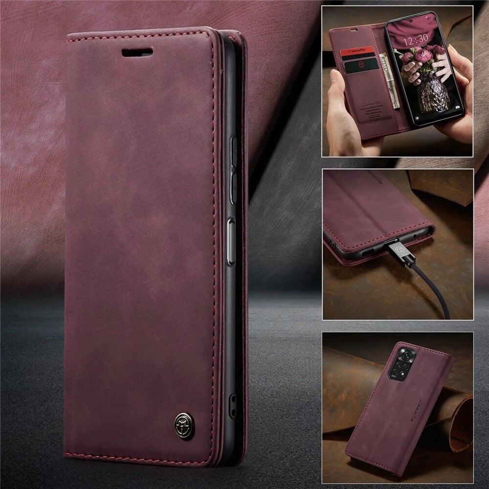 Matte Leather Case for Xiaomi Mi 9T CC9 10T 11T 12T Pro Lite 5G Redmi Note 8 9s 10 11 11S Pro Wallet Flip Cover Poco F3 M3 Pro  Women with Card Holder Kickstand Magnetic Leather Flip Case Stevvex