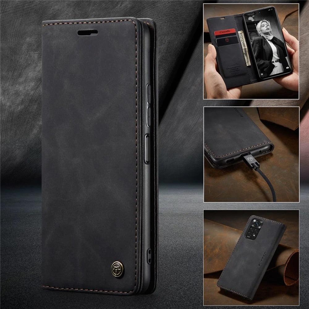Matte Leather Case for Xiaomi Mi 9T CC9 10T 11T 12T Pro Lite 5G Redmi Note 8 9s 10 11 11S Pro Wallet Flip Cover Poco F3 M3 Pro  Women with Card Holder Kickstand Magnetic Leather Flip Case Stevvex