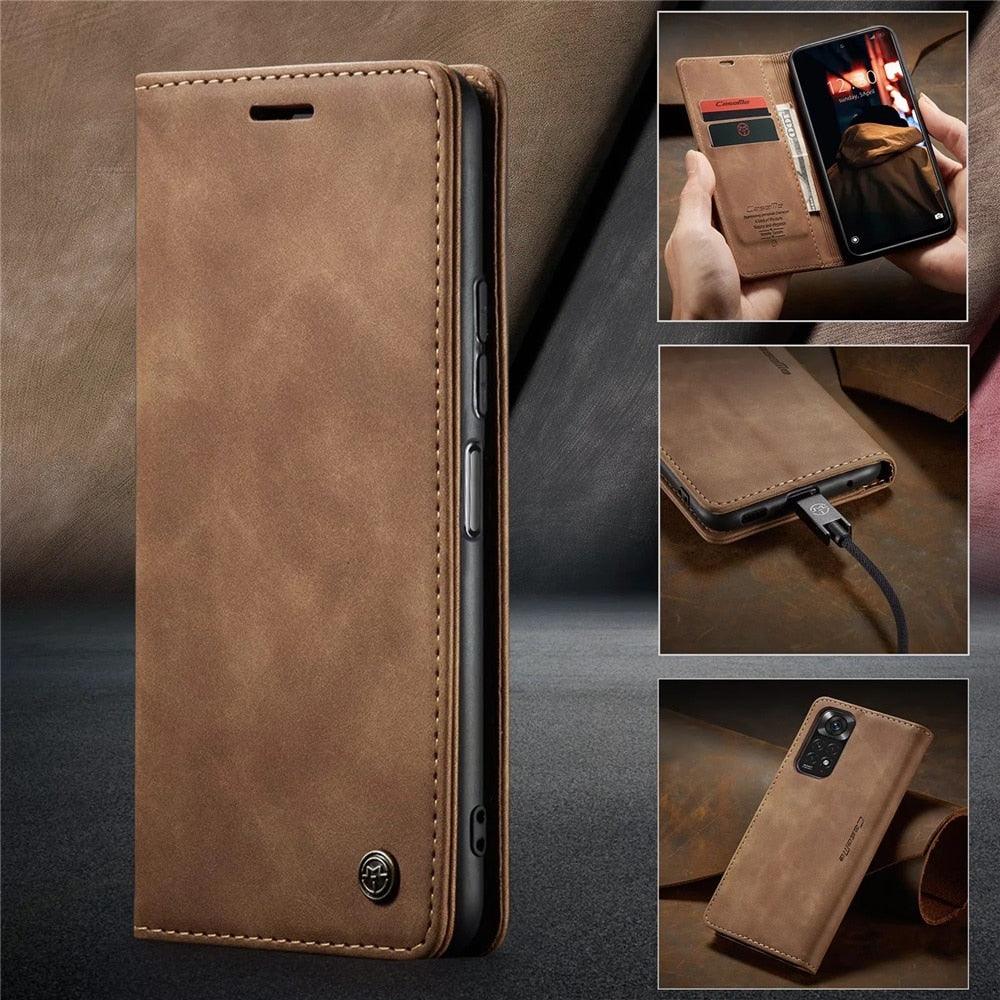 Matte Leather Case for Xiaomi Mi 9T CC9 10T 11T 12T Pro Lite 5G Redmi Note 8 9s 10 11 11S Pro Wallet Flip Cover Poco F3 M3 Pro  Women with Card Holder Kickstand Magnetic Leather Flip Case Stevvex