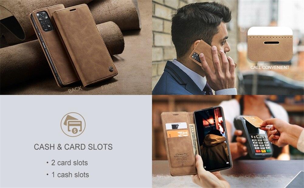 Matte Leather Case for Xiaomi Mi 9T CC9 10T 11T 12T Pro Lite 5G Redmi Note 8 9s 10 11 11S Pro Wallet Flip Cover Poco F3 M3 Pro  Women with Card Holder Kickstand Magnetic Leather Flip Case Stevvex