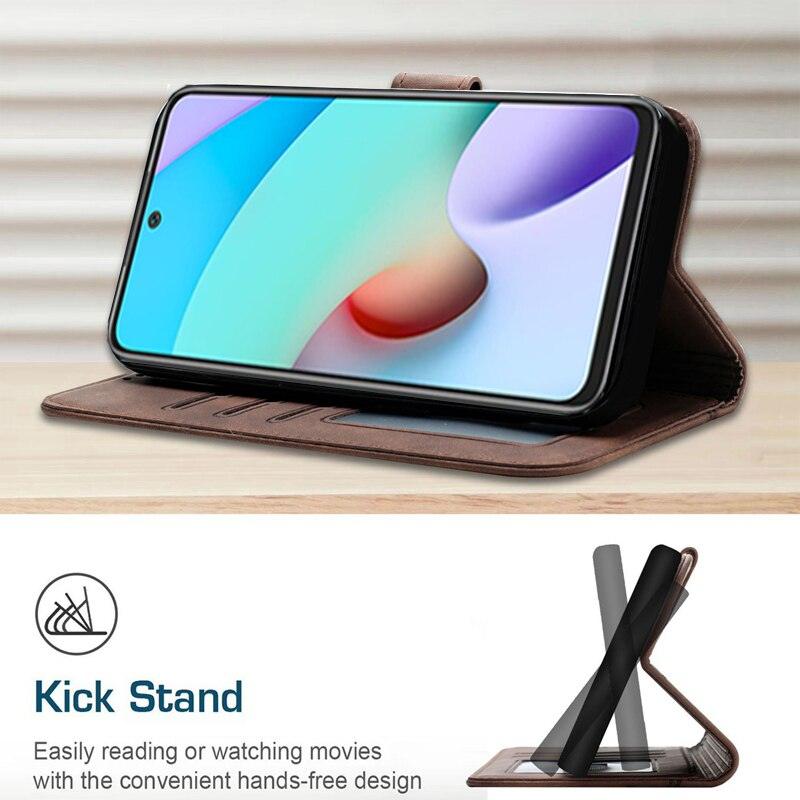 Matte Leather Wallet Case for Redmi Note 11 11S 11 Pro 10 9 8 7 Redmi 10 10C 10A 9T 9A 9C 9 8 Flip Cover for M4 Pro X4 Pro F4 M3 Premium PU Leather Wallet Case Stevvex