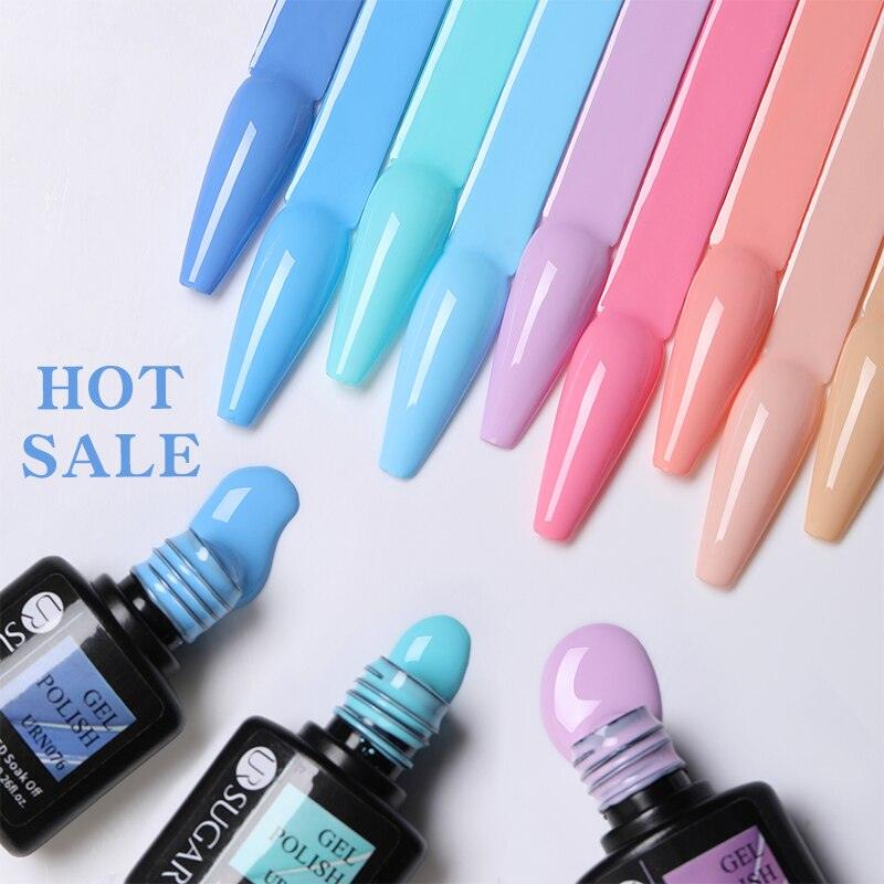 Matte Pink Blue Gel Nail Polish Semi Permanent LED Nail Art Design Elegant Warm Colors For Womens Stevvex