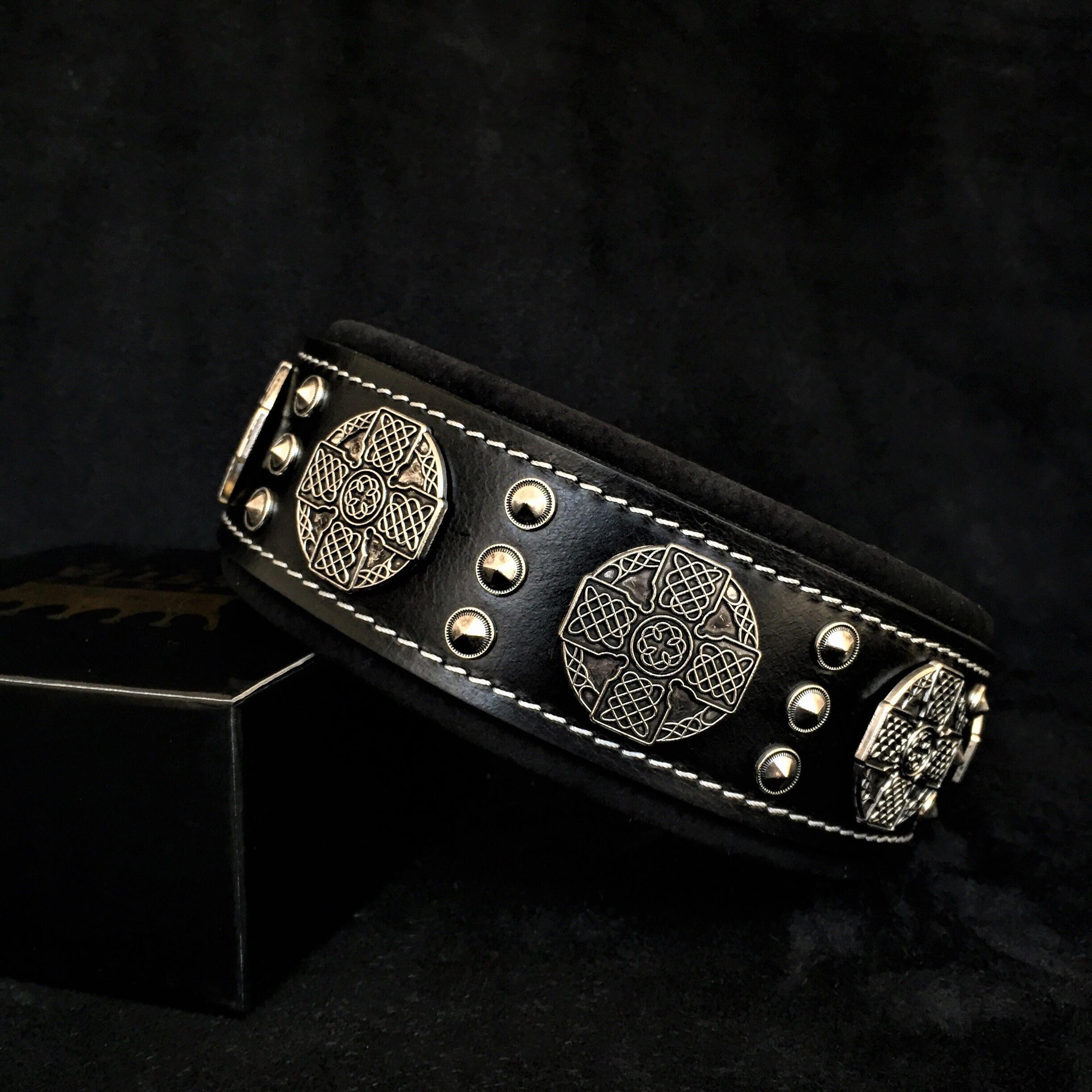 The "Maximus" collar 2.5 inch wide black & silver - SJB-DIAMOND ELITES