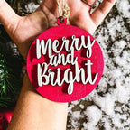 Imperfect Merry Bright 3D Handcrafted Wooden Christmas Ornament Set Limited Edition Tree Hanging Decor