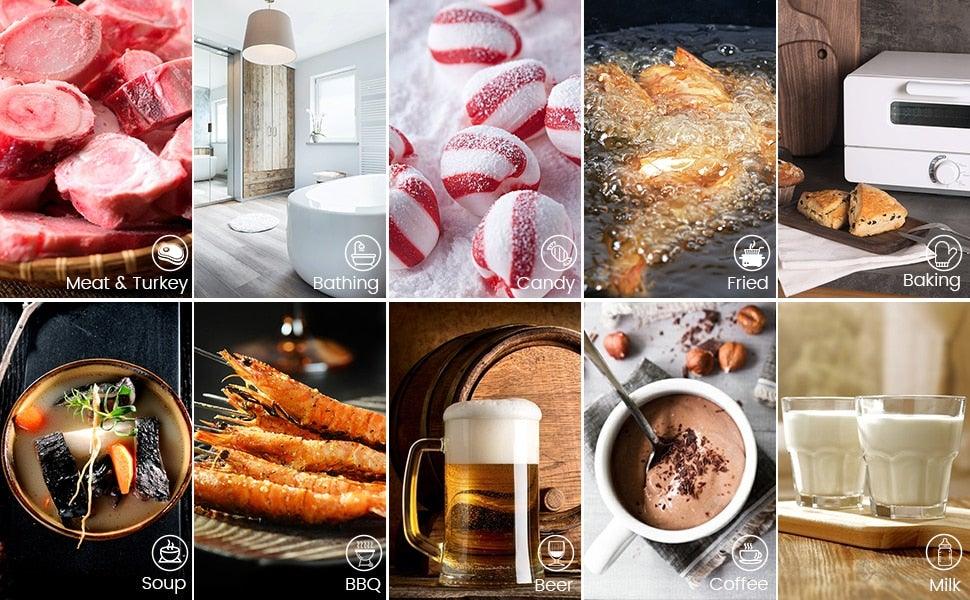 Meat Digital Cooking Food Kitchen BBQ Thermometer Digital Candy Candle Thermometer Cooking Kitchen BBQ Grill Thermometer Probe Instant Read Thermometer for Liquids Pork Milk Water Milk Oil Liquid Oven Digital Temperature Sensor Meter Thermocouple Stevvex
