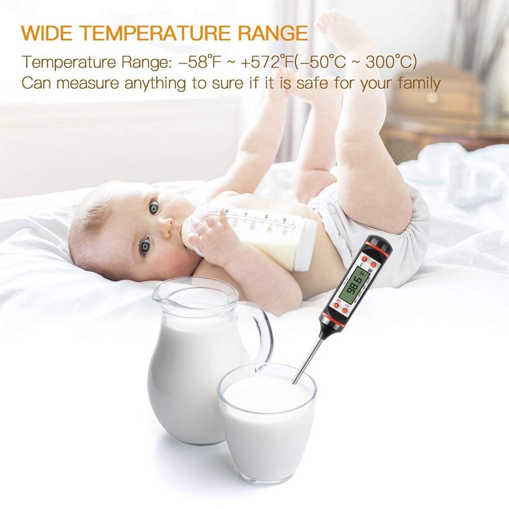 Meat Digital Cooking Food Kitchen BBQ Thermometer Digital Candy Candle Thermometer Cooking Kitchen BBQ Grill Thermometer Probe Instant Read Thermometer for Liquids Pork Milk Water Milk Oil Liquid Oven Digital Temperature Sensor Meter Thermocouple Stevvex