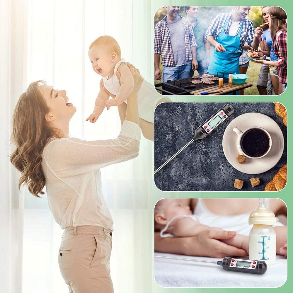 Meat Thermometer Digital Cooking Food Digital Candy Cooking Thermometer Kitchen Cooking Thermometer Instant Read for BBQ Grill Oil Milk Bath Water Deep Fry Kitchen BBQ Probe Water Milk Oil Liquid Oven Digital Temperature Sensor Meter Thermocouple Stevvex