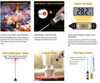 Meat Thermometer Digital Cooking Food Digital Candy Cooking Thermometer Kitchen Cooking Thermometer Instant Read for BBQ Grill Oil Milk Bath Water Deep Fry Kitchen BBQ Probe Water Milk Oil Liquid Oven Digital Temperature Sensor Meter Thermocouple Stevvex