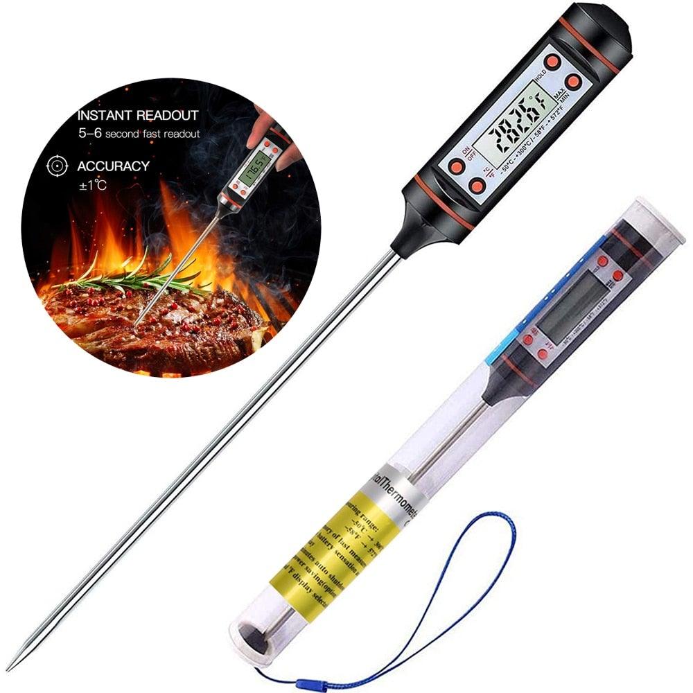 Meat Thermometer Digital Cooking Food Digital Candy Cooking Thermometer Kitchen Cooking Thermometer Instant Read for BBQ Grill Oil Milk Bath Water Deep Fry Kitchen BBQ Probe Water Milk Oil Liquid Oven Digital Temperature Sensor Meter Thermocouple Stevvex