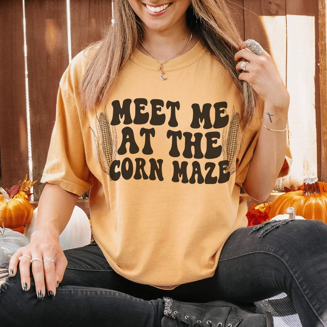 Meet Me At The Corn Maze Tee Peachy Sunday