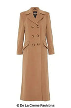 Wool Blend Double Breasted Long Coat