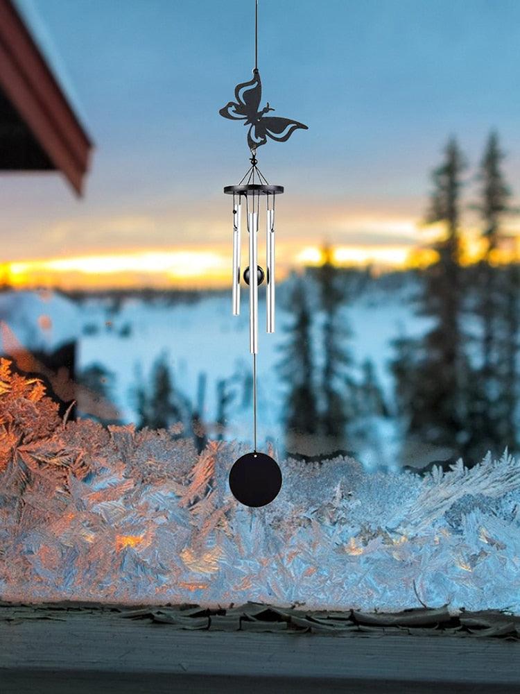 Memorial Butterfly Wind Chimes Angel  Wings Flying Bird Wind Chimes Garden Art Wings Wind Chime Patio Hummingbird Wind Chime Garden Hanging Decoration Outdoor Large Chimes For Patio  Porch Yard Black Stevvex