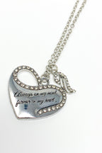 Memorial Heart Necklace Always On My Mind Pendant Silver