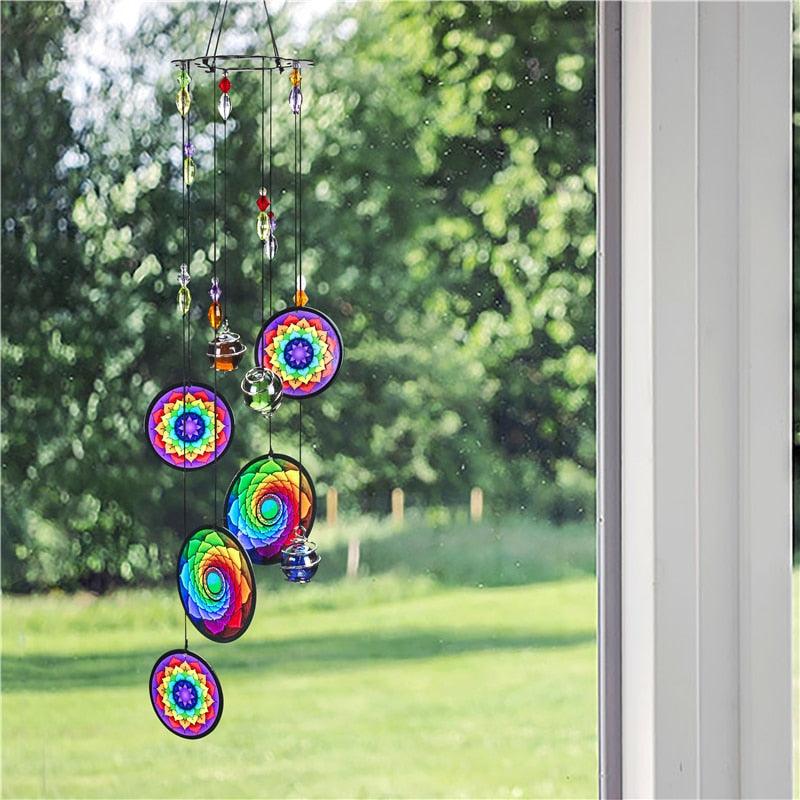Memorial Wind Chimes Rainbow Maker Window Hanging Sun Catcher Wind Chimes Decoration For Patio Balcony Garden Wall Hanging Ornament Decor Stevvex